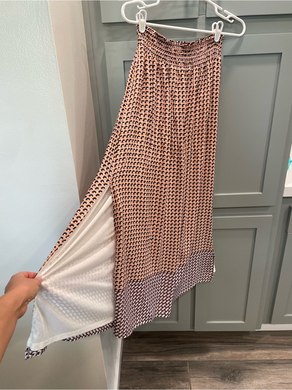 DR2 Peach and Black Printed Maxi Skirt